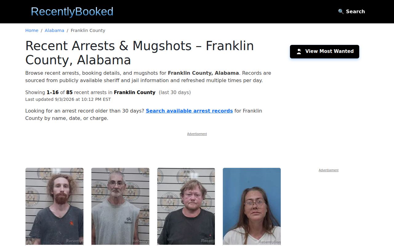 Unofficial Recently Booked Franklin County page