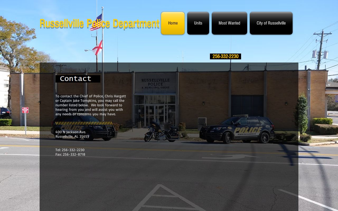 Russellville Police Department arrest records contact page